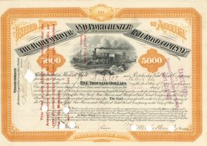 William B. Astor - Harlem River and Portchester Railroad - $5,000 Bond