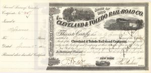 Cleveland and Toledo Railroad Co. issued to A. G. Jerome - 1862 or 1863 dated Autographed Stock Certificate