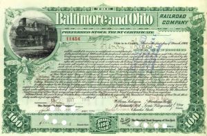 Baltimore and Ohio Railroad Stock issued to Henry Phipps and signed for by his brother, John Phipps - Stock Certificate
