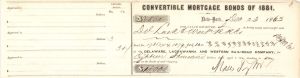Delaware, Lackawanna and Western Railroad Transfer Receipt signed by Moses Taylor - 1863, 1864 or 1871 dated Autograph