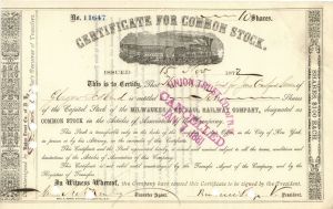 Milwaukee and St. Paul Railway Co. signed by Russell Sage - Stock Certificate