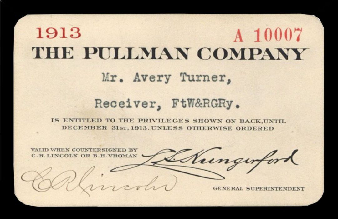 C. R. Lincoln signed Pullman Co. 1913 Railroad Pass - Railway Americana