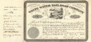 White Water Railroad Signed by Elijah Smith - Autographed Stock Certificate