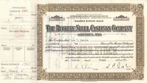 Buckeye Steel Castings Co. signed by Samuel Prescott Bush  - 1925 dated Autographed Stock Certificate