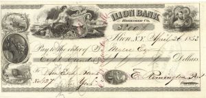 E. Remington II or Jr. signed Check - Founder of Remington and Sons