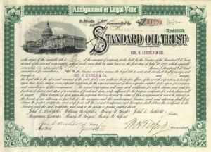 Standard Oil Trust Stock signed by John Dustin Archbold and Wesley Hunt Tilford - 1890's dated Autograph Stock Certificate