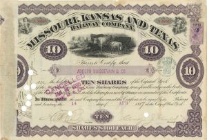George J. Gould - Missouri, Kansas and Texs Railway Co. - Stock Certificate