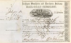 Michigan Southern and Northern Indiana Rail-Road Co. Signed by Henry Keep - 1863 dated Autographed Stock Certificate
