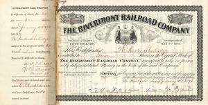 Riverfront Railroad Co. Signed by Thomas A. Scott - 1878 dated Autographed Stock Certificate