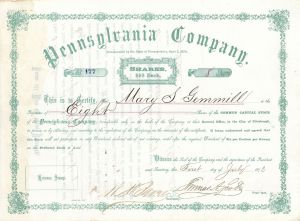 Thomas A. Scott autographed Pennsylvania Co. - Autographed Stock