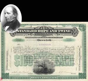 Standard Rope and Twine Co. Signed by John M. Forbes - 1896 dated Autographed Stock Certificate