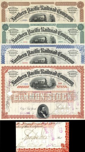 Northern Pacific Railroad Co. signed by Brayton Ives - Autograph Stock Certificate