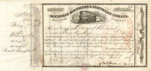 Michigan Southern and Northern Indiana Railroad Co. Issued to August Belmont - 1856 dated Stock Certificate