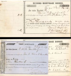 Hudson River Railroad Co. signed by Matthew Vassar, Jr. - 1867 dated Autographed Stock Certificate