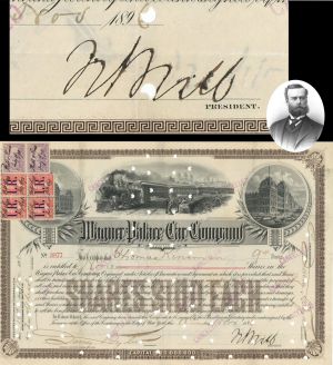 Wagner Palace Car Co. signed by William Seward Webb - 1889-1899 Autograph Stock Certificate