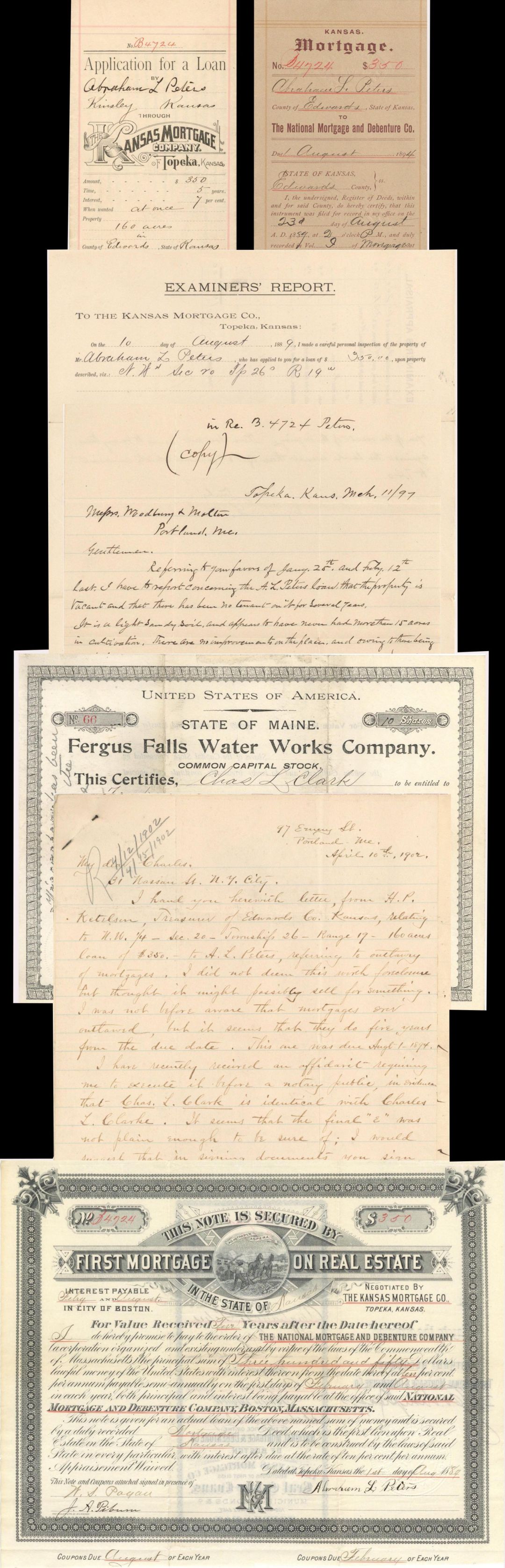 National Mortgage and Debenture Co. Lot related to Charles L. Clarke - 1889 and 1902 dated Documents
