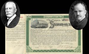 Standard Oil Trust Signed by Henry M. Flagler & Wesley H. Tilford - 1890's dated Autograph Oil Stock Certificate