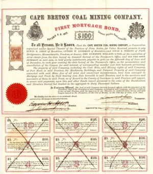 Cape Breton Coal Mining Co. signed by Edwin H. Abbot