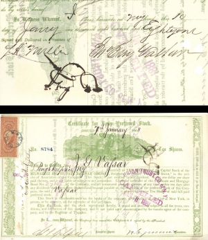 Milwaukee and St. Paul Railway Co. signed by Jn. Guy Vassar - 1868 dated Autographed Stock Certificate