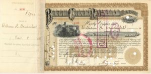 Beech Creek Railroad Co. Issued to William Kissam Vanderbilt - 1886 or 1889 dated Railway Stock Certificate