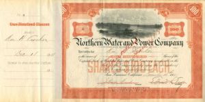 Wm. H. Crocker - Northern Water and Power Co. - Stock Certificate