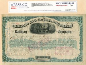 Cornelius Vanderbilt and Augustus Schell - Chicago and Canada Southern Railway Co. - Stock Certificate