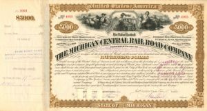 Michigan Central Railroad Co. Issued to the "Will of W.H. Vanderbilt" - $5,000 Bond