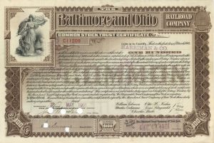 Baltimore and Ohio Railroad Co. Issued to Harriman and Co. - 1901 dated Stock Certificate
