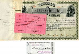 Buffalo, Rochester and Pittsburgh Railway Co. - Issued to and Signed by Wm. McAdoo - Autograph Railroad Stock Certificate