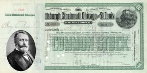 Pittsburgh, Cincinnati, Chicago and St. Louis Railway Co. Issued to Henry C. Frick - 1902 dated Stock Certificate