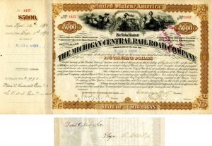 Michigan Central Railroad Co. signed by Eliza O. Webb - $5,000 Bond