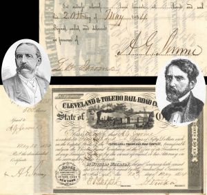 Cleveland and Toledo Rail-Road Co. signed by A.G. Jerome and L.W. Jerome - 1854 dated Autographed Stock Certificate