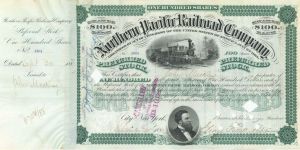 Northern Pacific Railroad Co. signed by Frederick Billings - Billings, Montana - 1880 dated Autograph Stock Certificate