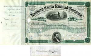 Northern Pacific Railroad Co. signed by John MacKay - Autograph Stock Certificate
