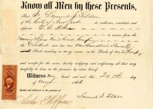 Morris and Essex Railroad Co. signed by Samuel J. Tilden - Transfer