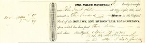 Mohawk and Hudson Rail Road Co. Issued to John Jacob Astor