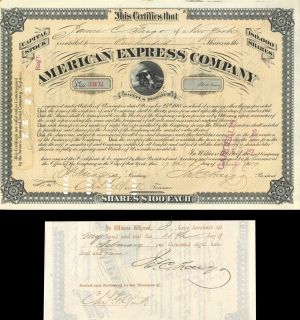 American Express Co. Issued to and signed by James C. Fargo - Stock Certificate