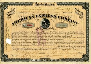 American Express Co. Signed by James C. and Wm. G. Fargo - Stock Certificate