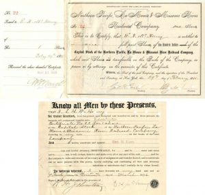 Northern Pacific, La Moure and Missouri River Railroad Co. issued to and signed by E.H. McHenry and Geo. H. Earl