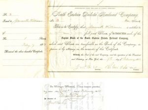 South Eastern Dakota Railroad Co. Issued to and signed by James B. Williams and Robert Harris