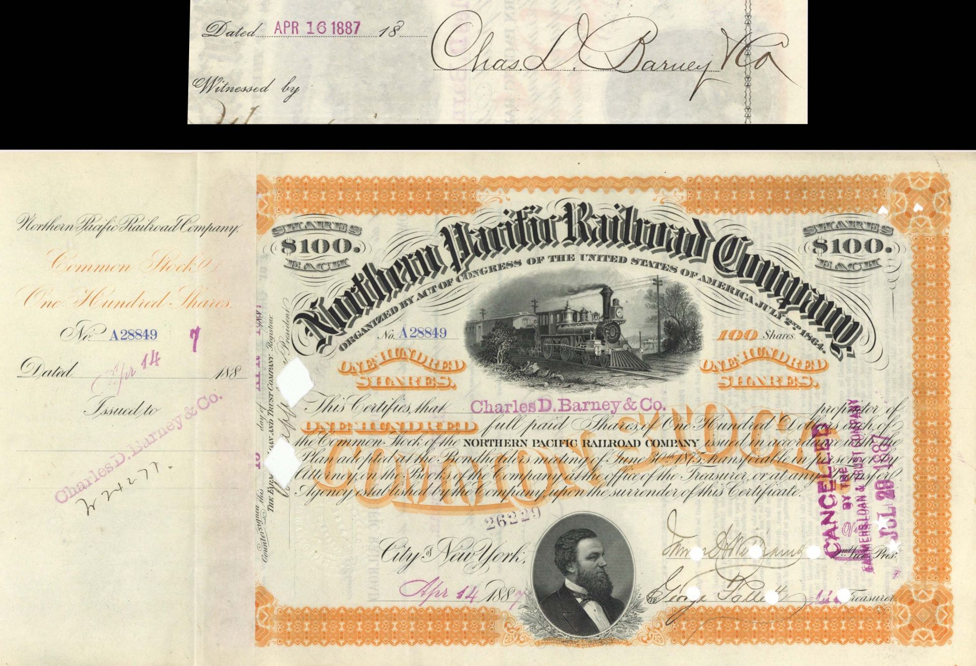 Northern Pacific Railroad Co. issued to Charles D. Barney and Co.