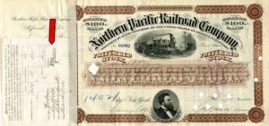 Northern Pacific Railroad Co. issued to and signed by B.P. Cheney