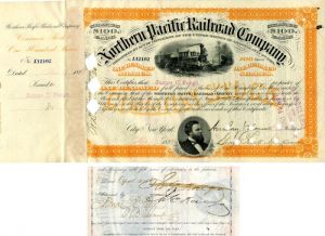 Northern Pacific Railroad Company issued to and signed by James C. Fargo - Stock Certificate