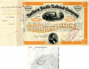 Northern Pacific Railroad Co. issued to and signed by L.T. Hoyt - Stock Certificate