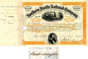 Northern Pacific Railroad Company issued to and signed by Johnston Livingston