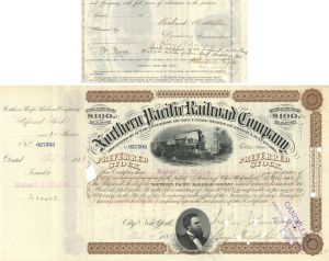 Northern Pacific Railroad Co. issued to and signed by Richard B. Mellon - 1888 dated Autograph Stock Certificate