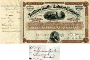 Northern Pacific Railroad Co. issued to Molsons Bank and signed by Ino Molson