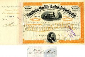 Northern Pacific Railroad Co. issued to and signed by T. F. Oakes