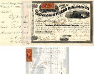 Cleveland and Toledo Railroad Co. issued to Jay Cooke and Co. - Stock Certificate