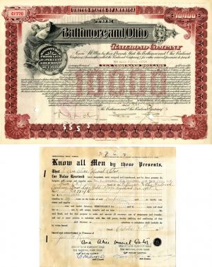 Baltimore and Ohio Railroad Co. Bond Transfer signed by Ana Alice Muriel Astor